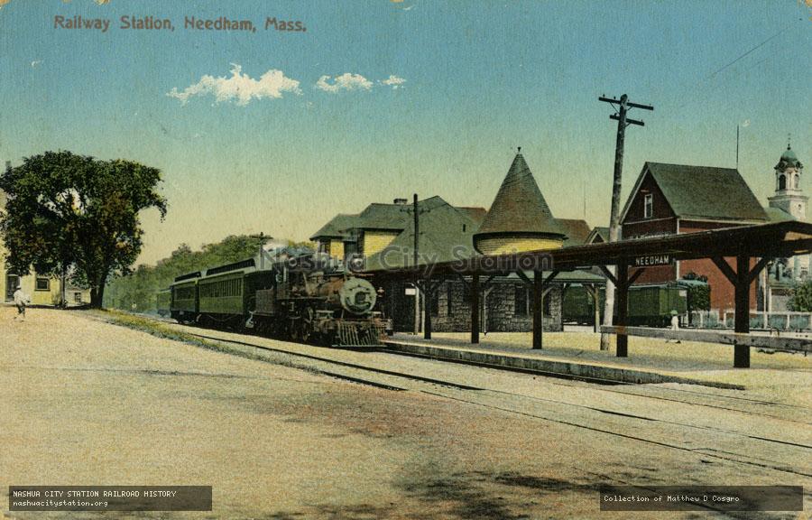 Postcard: Railway Station, Needham, Massachusetts